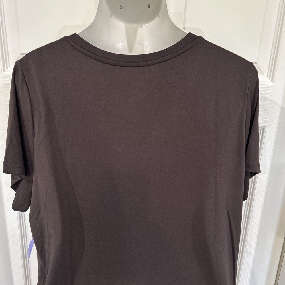 Fit Collective Soft V Neck Plus Size 1X Brown Shirt Top Casual Fitness Stretch - Picture 8 of 9